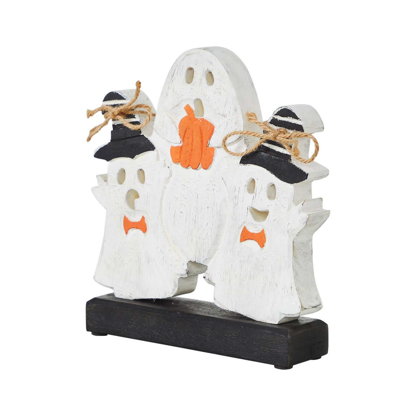 Spooky Halloween Wooden Ghoul Figurines 8.5x7.5x2 Inch Tabletop Decor