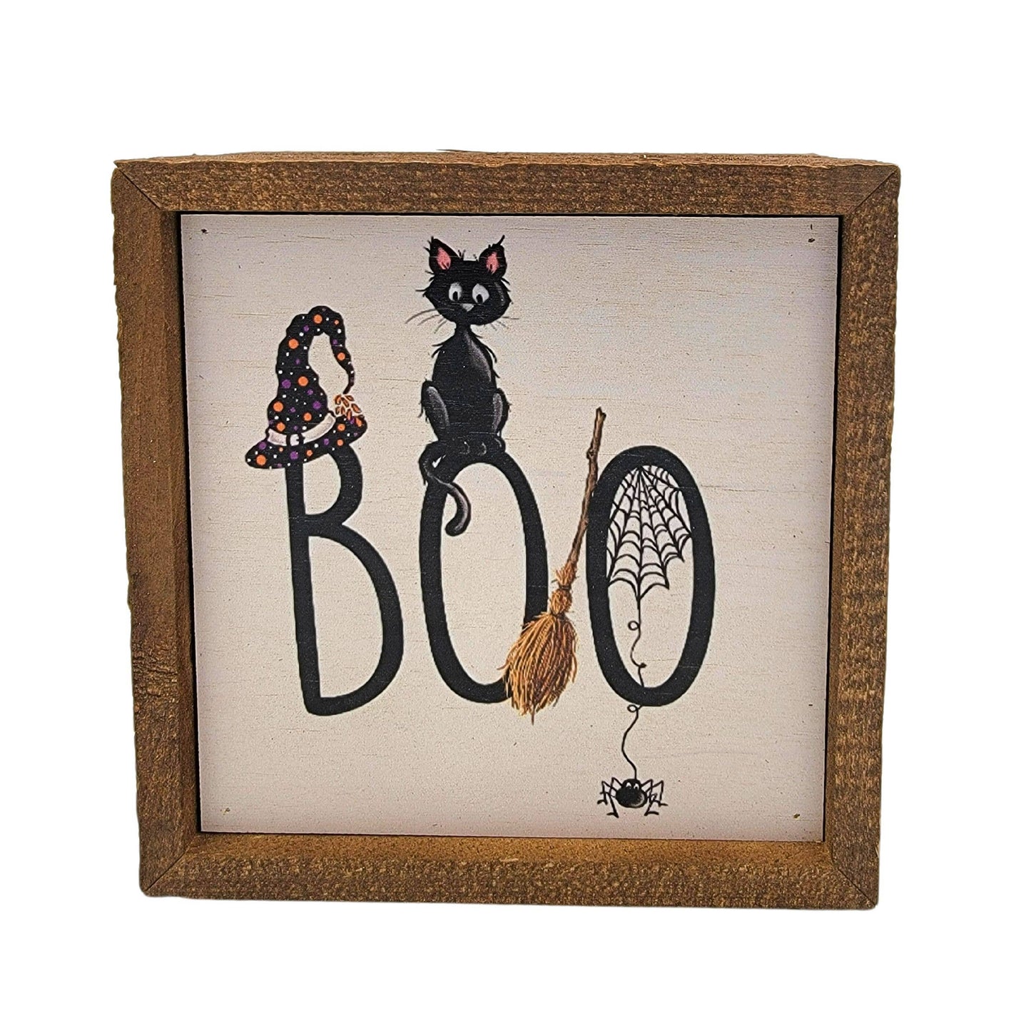 6x6 Black Cat Boo Halloween decorations - Fall Decor