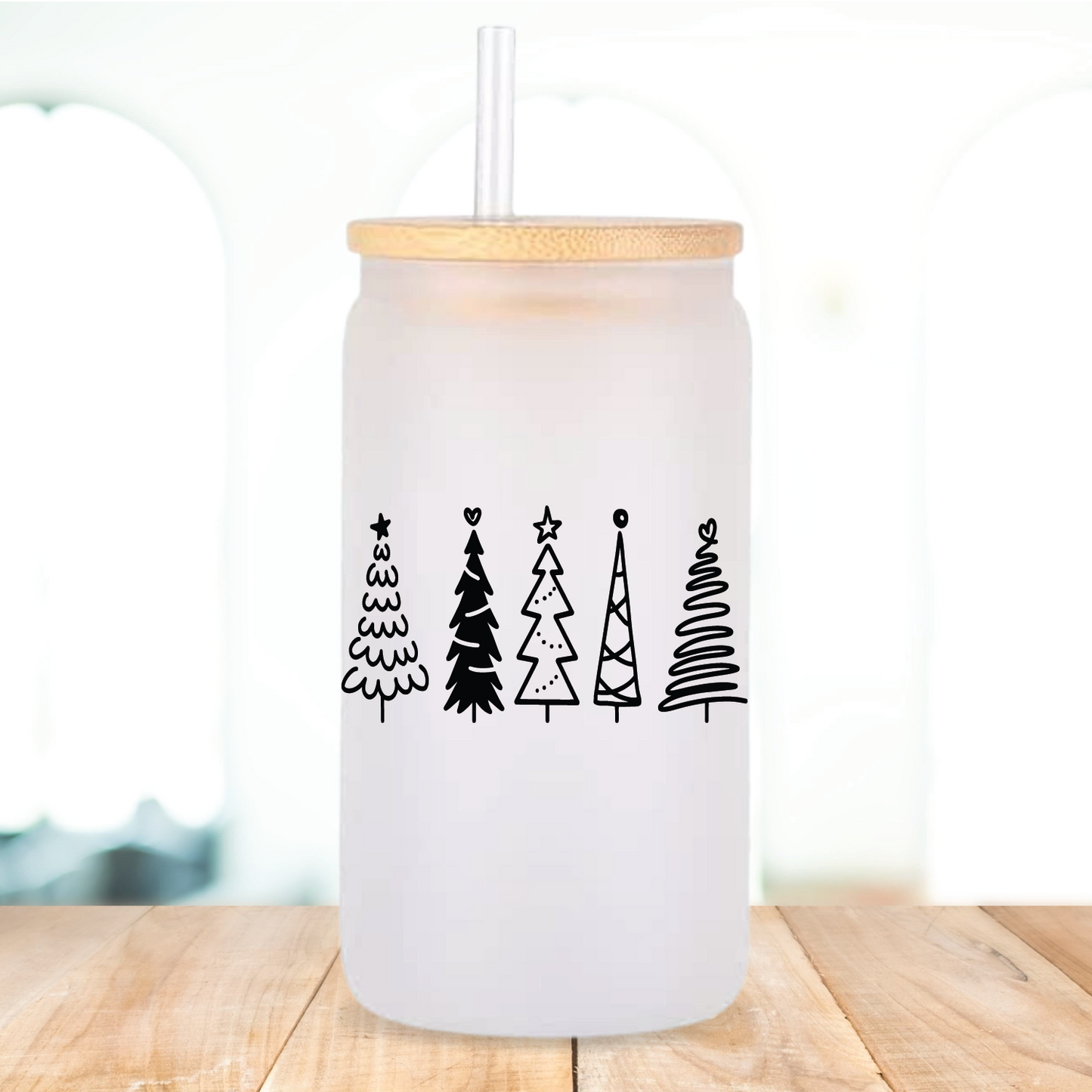 Christmas Trees Beer Can shaped glass