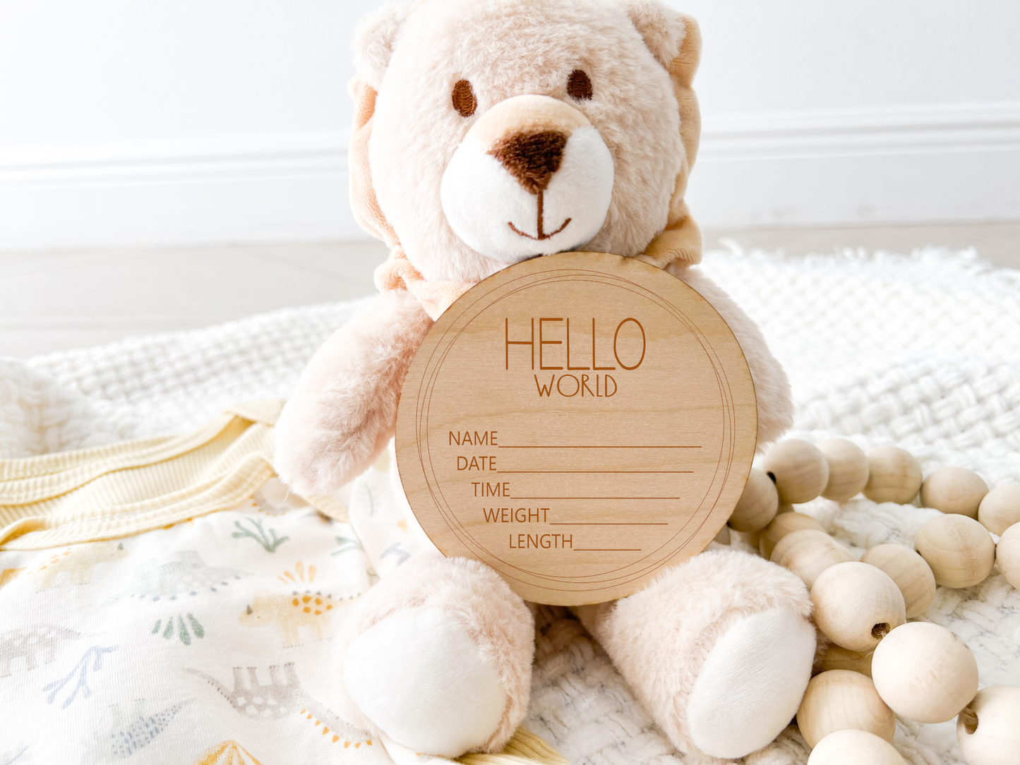 Birth Announcement Wood Stat Plaque - Wonky Frame