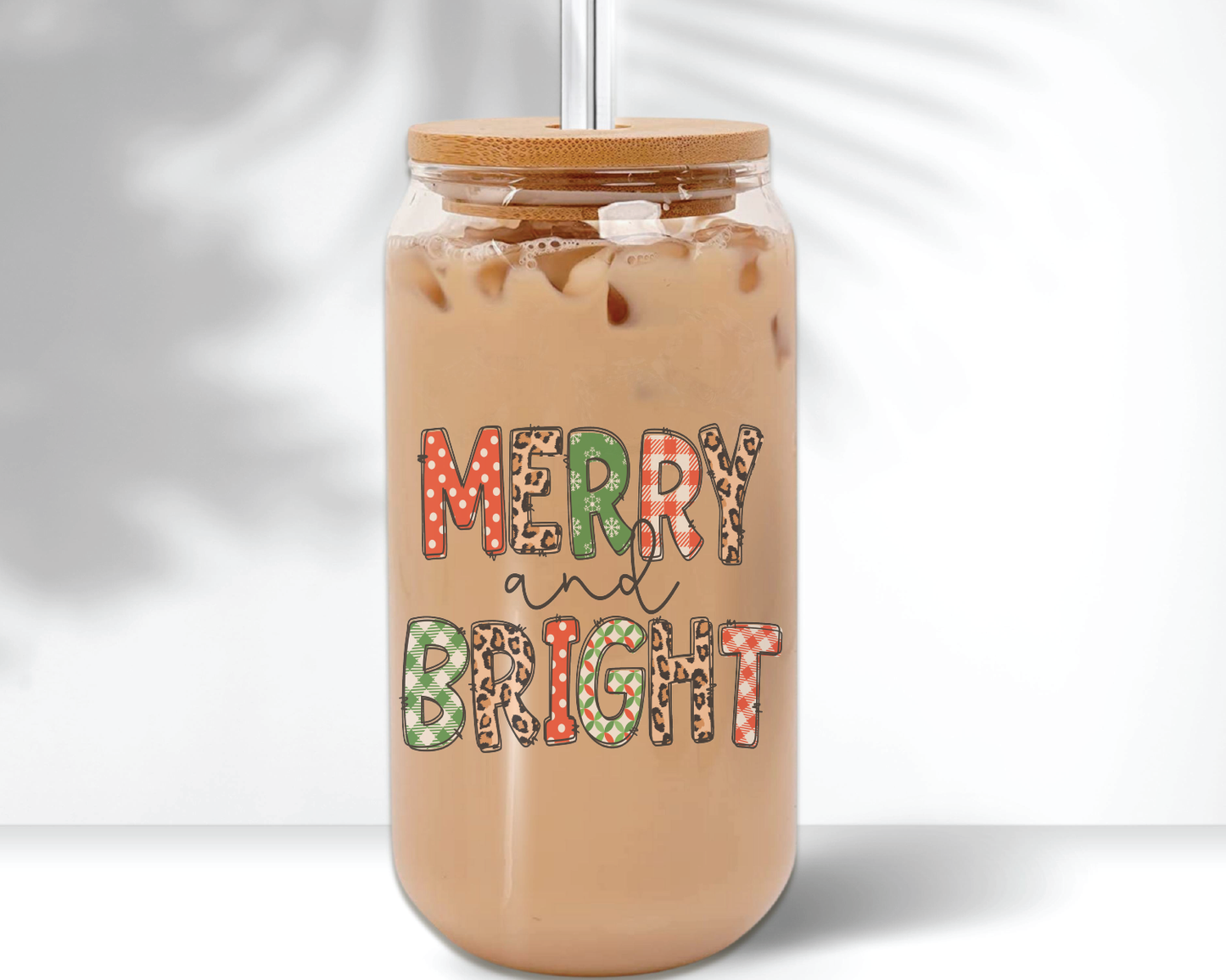 Merry & Bright Beer Can shaped glass