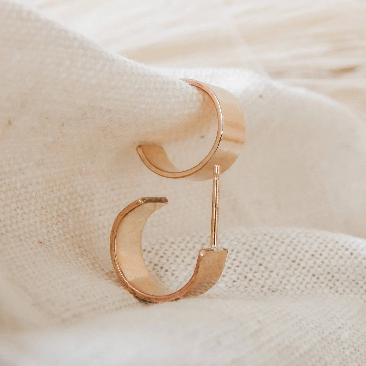 Thick Huggie Hoop Stud Earrings - Hypoallergenic, Handmade
