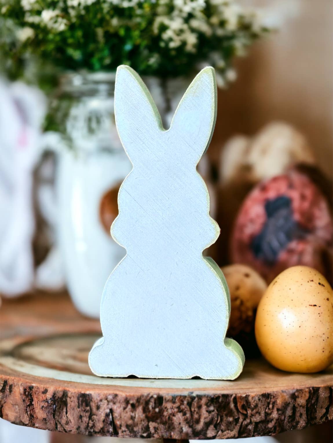 Primitive Rustic Wood Bunny Shelf Sitter - Style Four