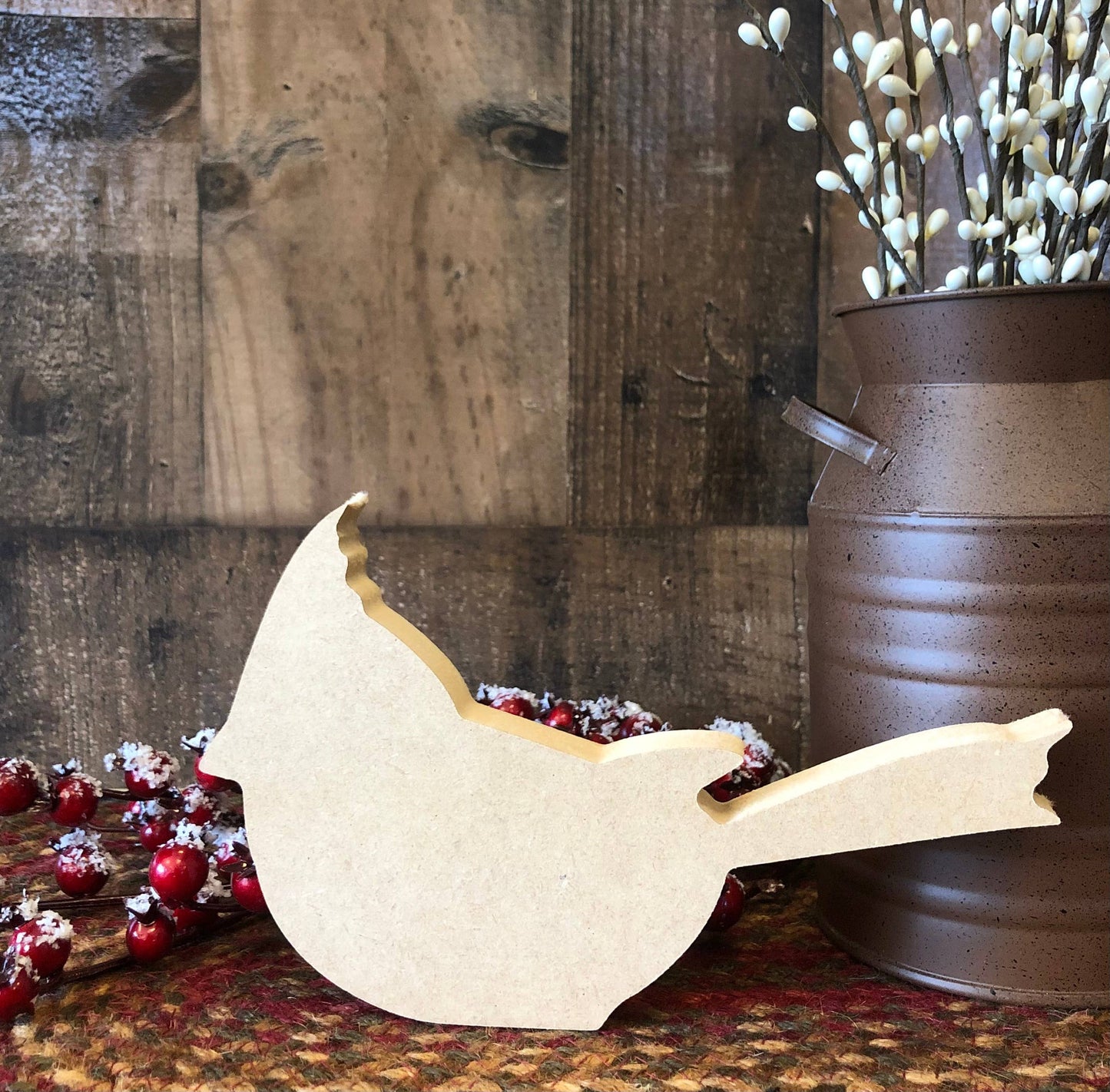 Primitive Wood Cardinal Shelf Sitter