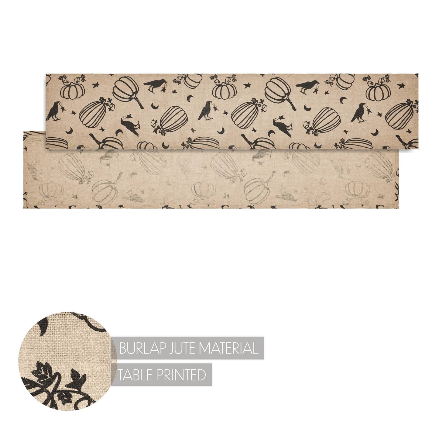 Raven Harvest Rustic Farmhouse Burlap Jute Table Runner 12x60 Inch Autumn Dining & Kitchen Decor