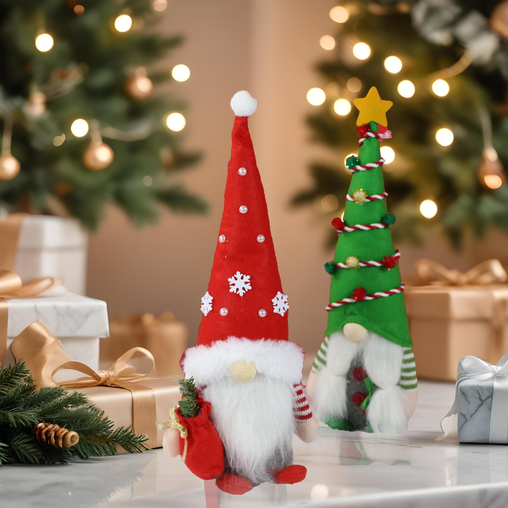 SINT Christmas Gnome Handmade Scandinavian Tomte Set of 2 for Home Decorations