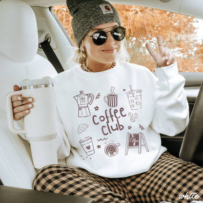 Coffee Club Doodle Sweatshirt *10 Colors (S-3X)