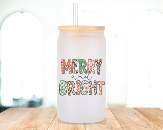 Merry & Bright Beer Can shaped glass