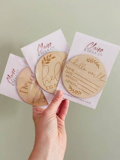 Birth Announcement Wood Stat Plaque - Wonky Frame