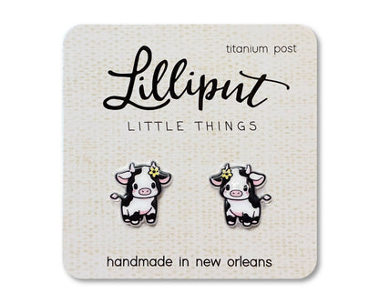 Baby Cow Earrings // Farm Animal Earrings