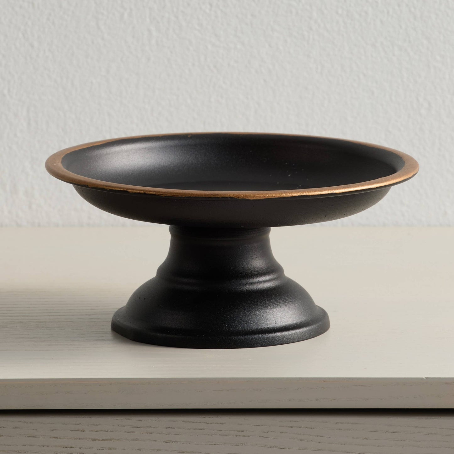 Pedestal Candle Plate Black and Gold Metal Display Accent