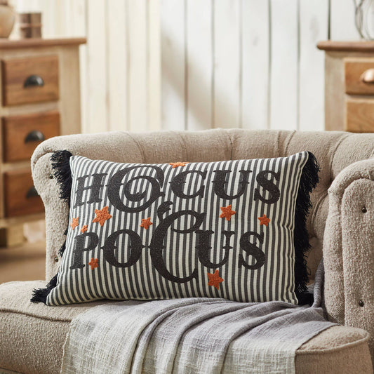 Hocus Pocus Fringed Decorative Accent Lumbar Throw Pillow, Textured Home Decor for Living Room Bedroom, 14x20 Inch Rectangular