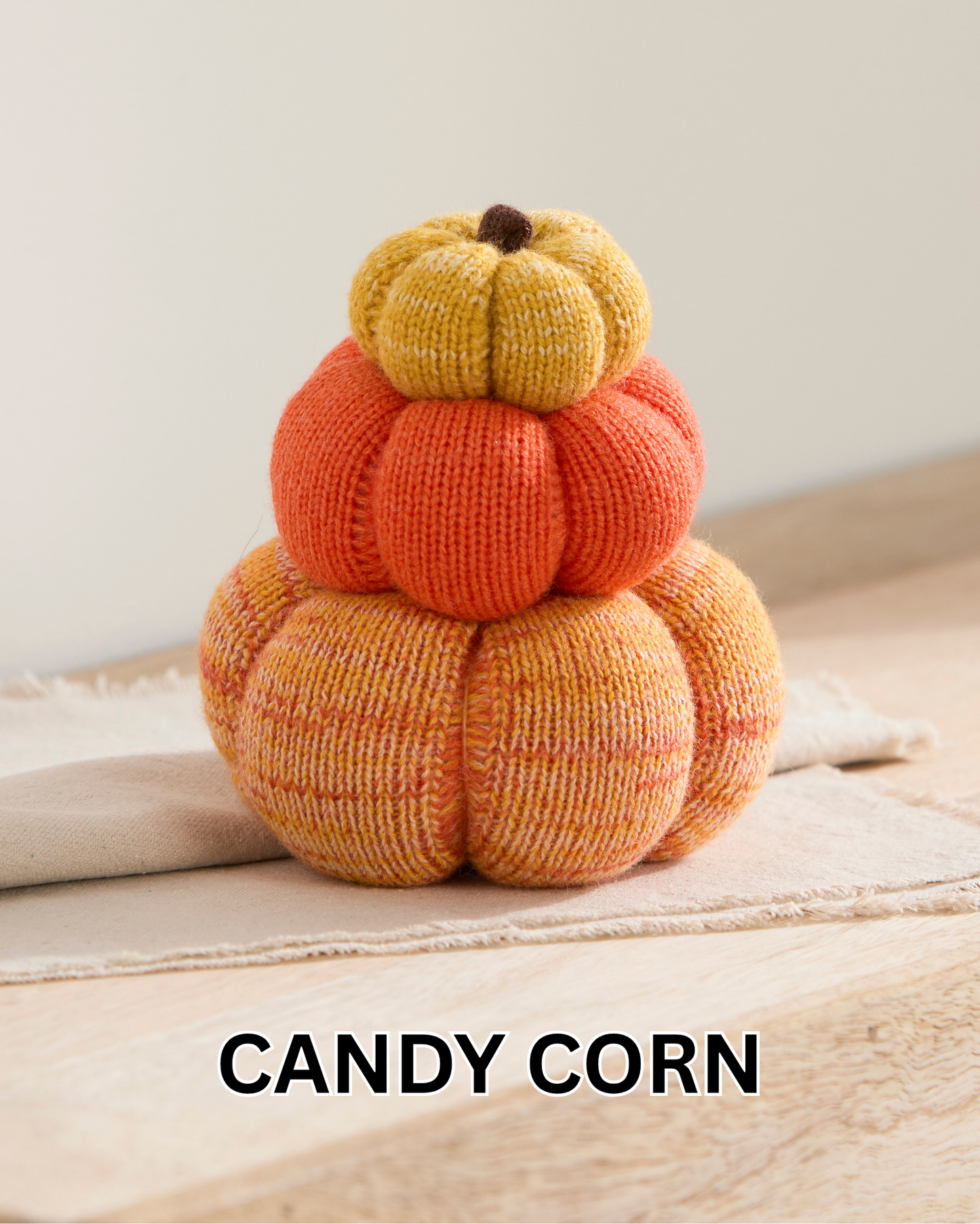 Stacked set of 3 Cozy Knit Pumpkins, Fall Home décor