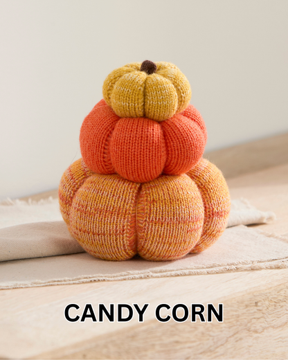Stacked set of 3 Cozy Knit Pumpkins, Fall Home décor