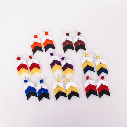 Chevron School Spirit Dangles - White/Orange/Black