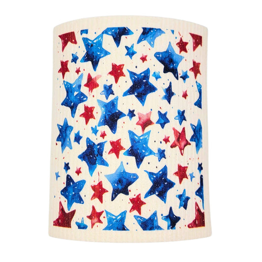 4th of July Red & Blue Stars Swedish Dishcloths Summer Decor
