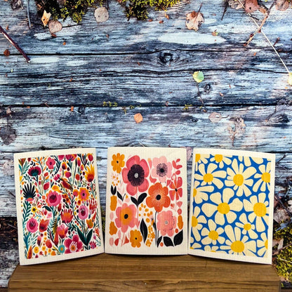Summer Flower Garden Swedish Dishcloths- Summer Decor