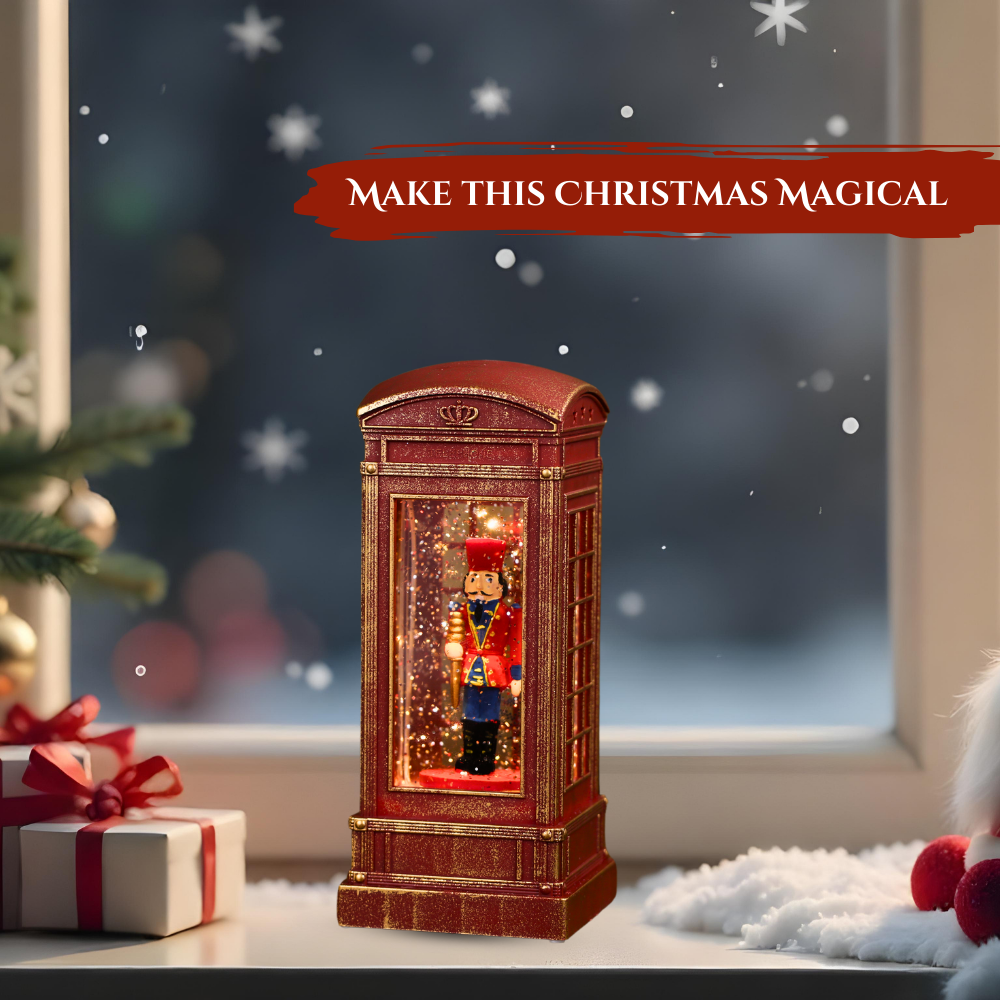 SINT Christmas Musical Phone Booth Snow Globe with King Scene for Christmas Decoration