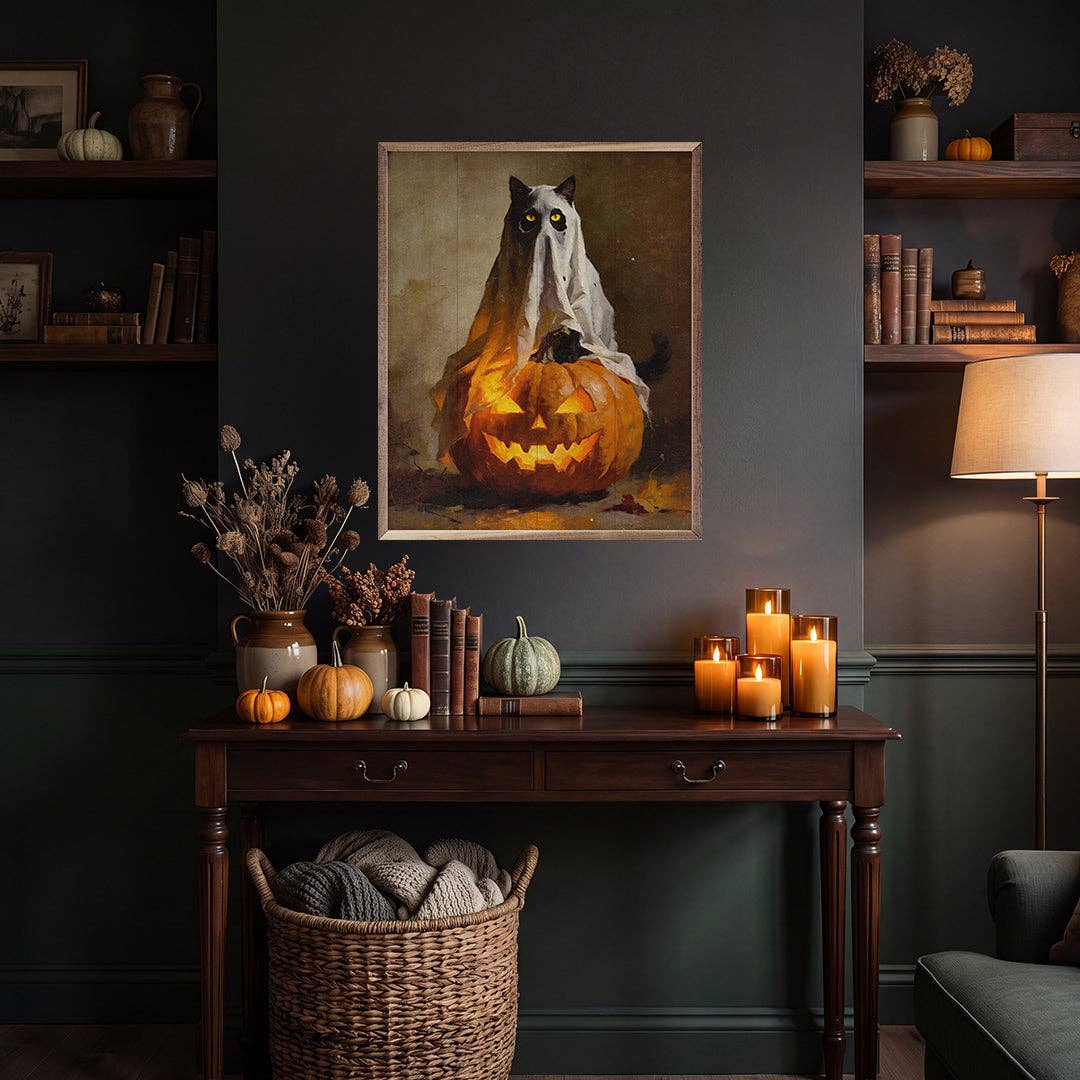 Ghost Kitten On Pumpkin