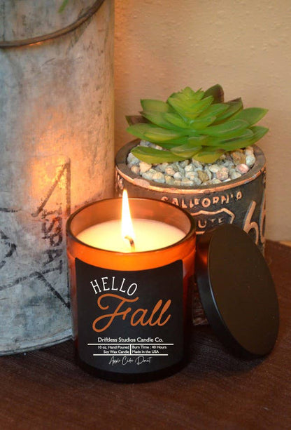 Hello Fall Soy Wax Candles - Fall Decor