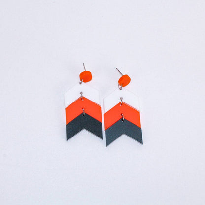 Chevron School Spirit Dangles - White/Orange/Black
