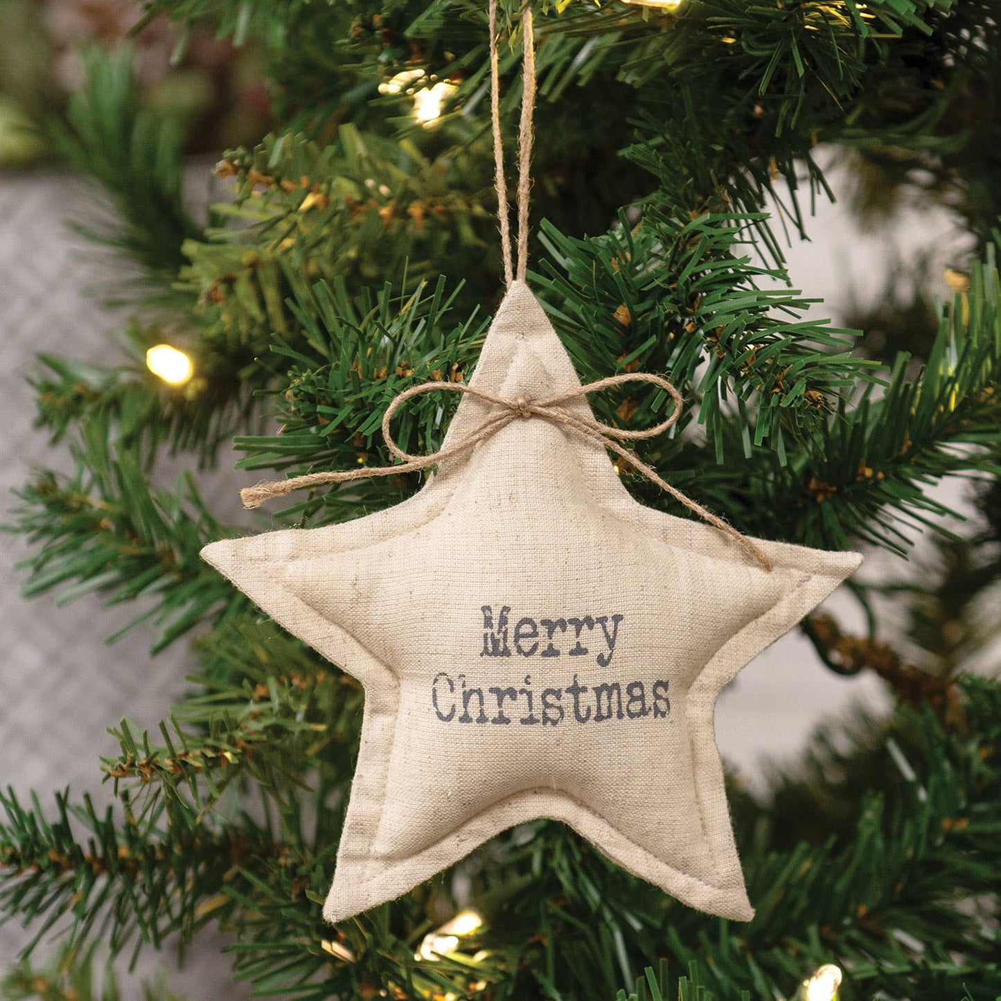 Merry Christmas Natural Star Ornament