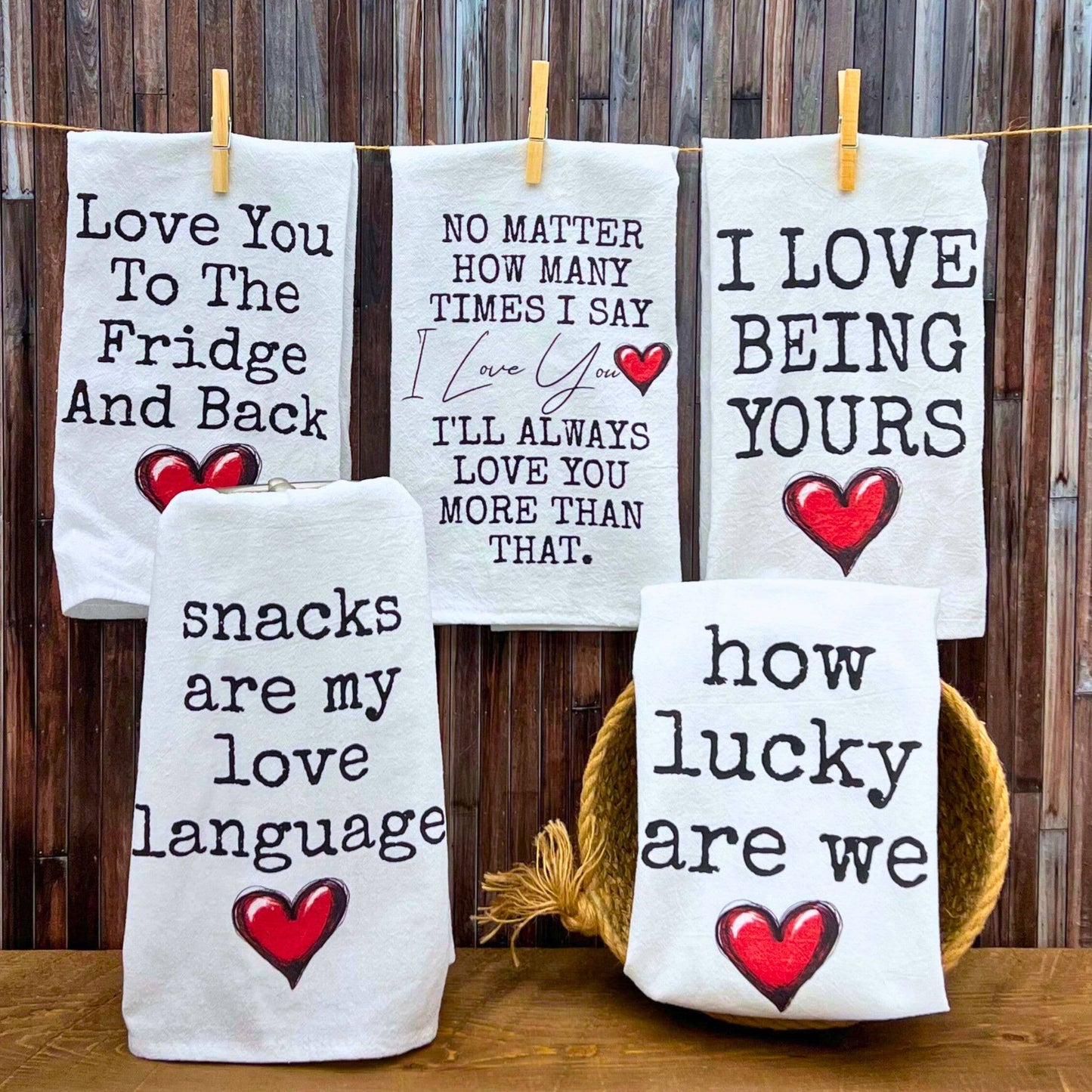 Love you to the Fridge & Back Tea Towels - Valentines Gifts