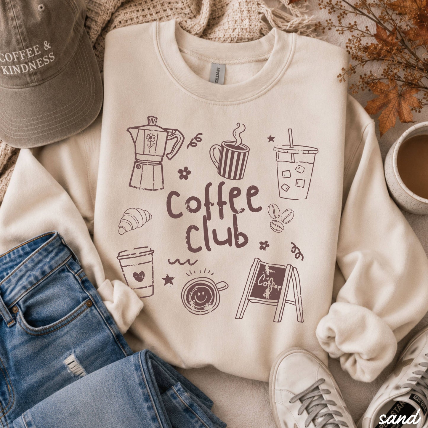 Coffee Club Doodle Sweatshirt *10 Colors (S-3X)