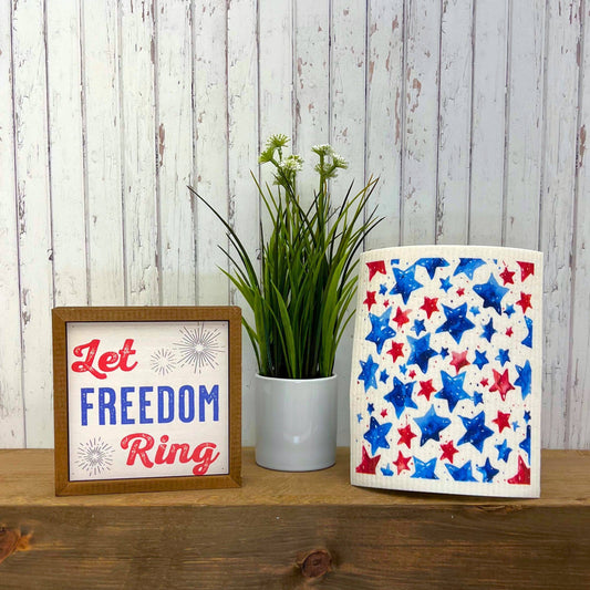 4th of July Red & Blue Stars Swedish Dishcloths Summer Decor