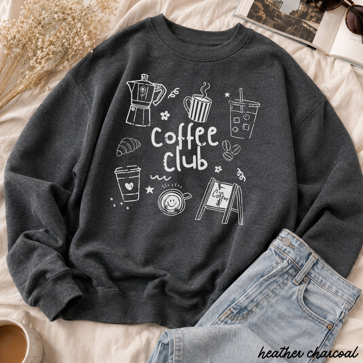 Coffee Club Doodle Sweatshirt *10 Colors (S-3X)
