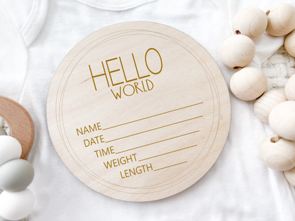 Birth Announcement Wood Stat Plaque - Wonky Frame