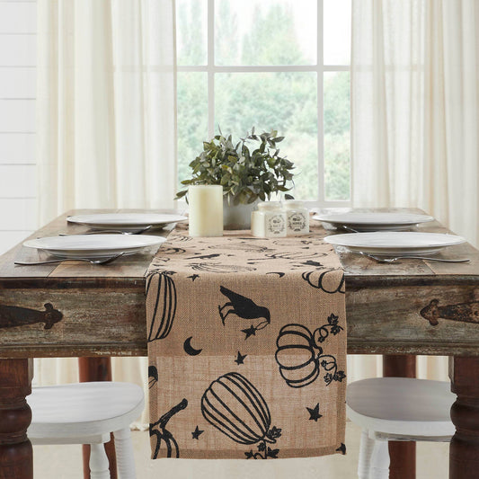 Raven Harvest Rustic Farmhouse Burlap Jute Table Runner 12x60 Inch Autumn Dining & Kitchen Decor