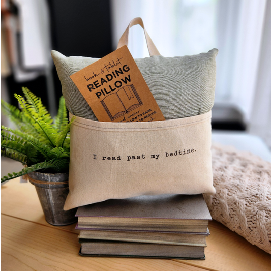 Reading Pillow- I Read Past My Bedtime, Moss Linen