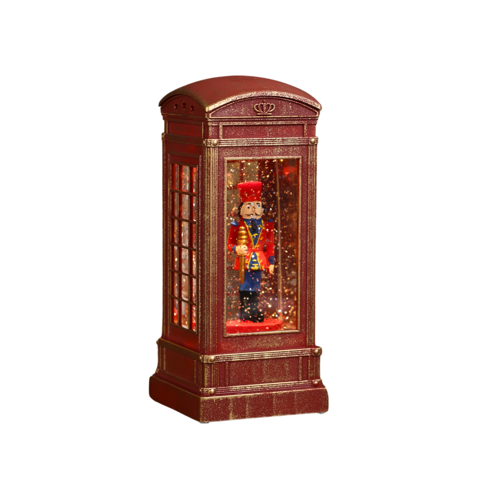 SINT Christmas Musical Phone Booth Snow Globe with King Scene for Christmas Decoration