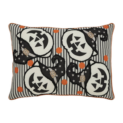 Halloween Spooky Witchy Pumpkin Stripe Throw Pillow 14x20 Fall Home Decor Accent