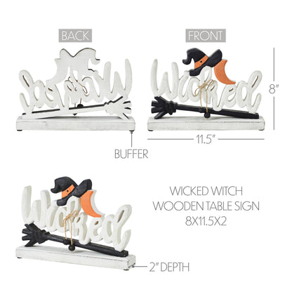 Wicked Witch Wooden Tabletop Decor Sign Spooky Halloween Home Accent 8x11.5x2
