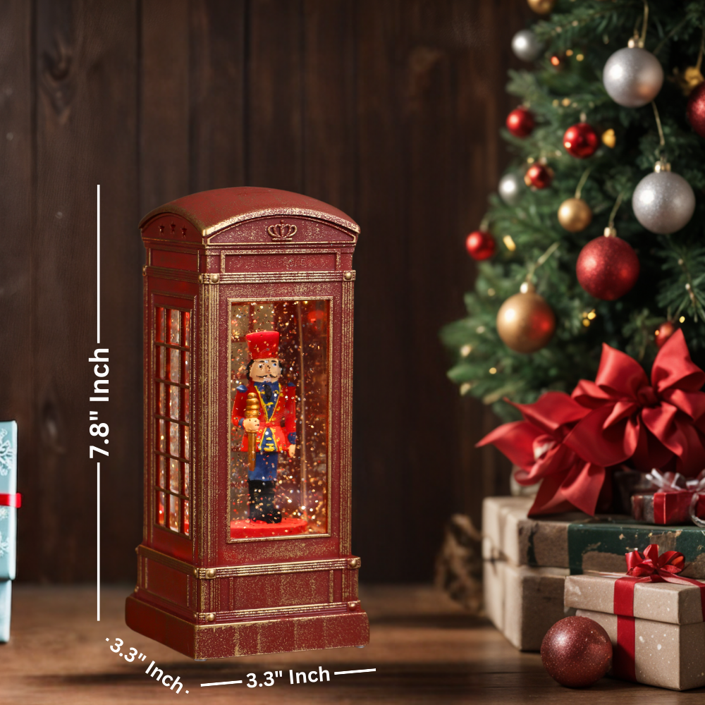 SINT Christmas Musical Phone Booth Snow Globe with King Scene for Christmas Decoration