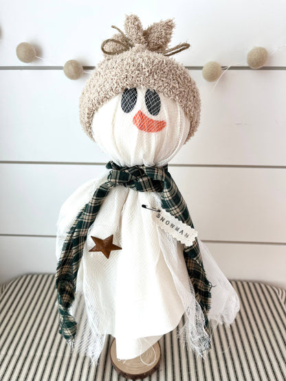 Rustic Primitive Christmas Winter Snowman Home Decor