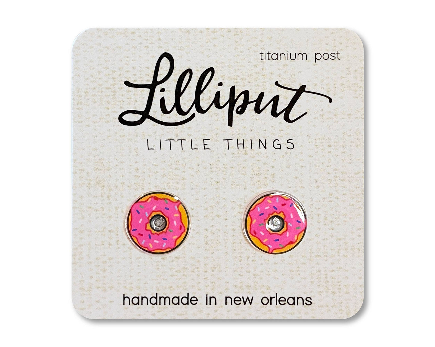 Pink Sprinkle Donut Earrings