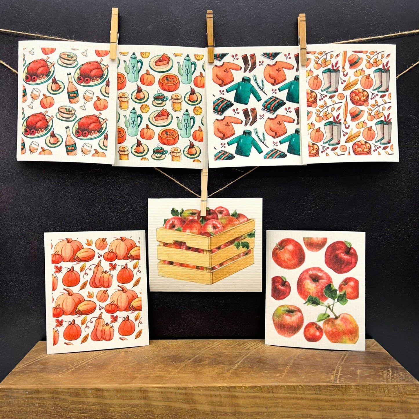 Fall Apple Picking Swedish Dishcloth - Fall Decor