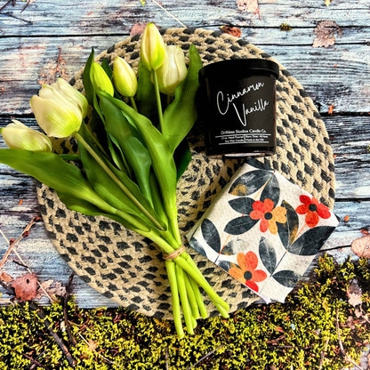 Distressed Flower Waffle Kitchen Washcloths