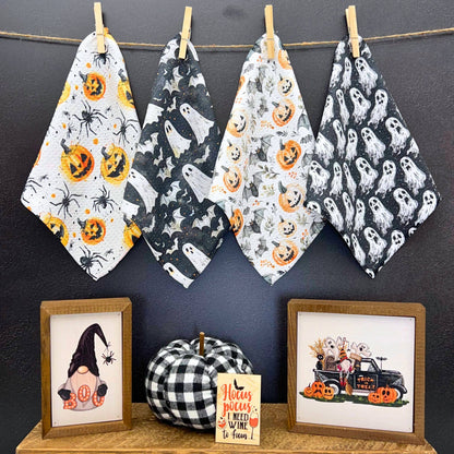Halloween Bat and Pumpkin Driftless Waffle Washcloths