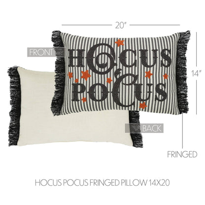 Hocus Pocus Fringed Decorative Accent Lumbar Throw Pillow, Textured Home Decor for Living Room Bedroom, 14x20 Inch Rectangular