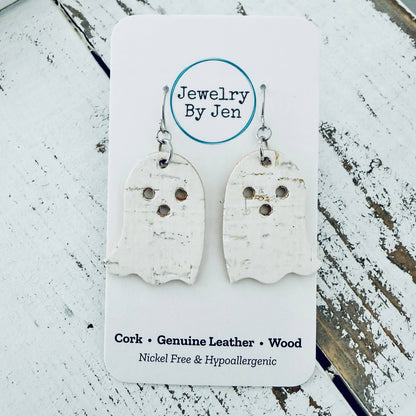 Ghost Earrings: White Cork
