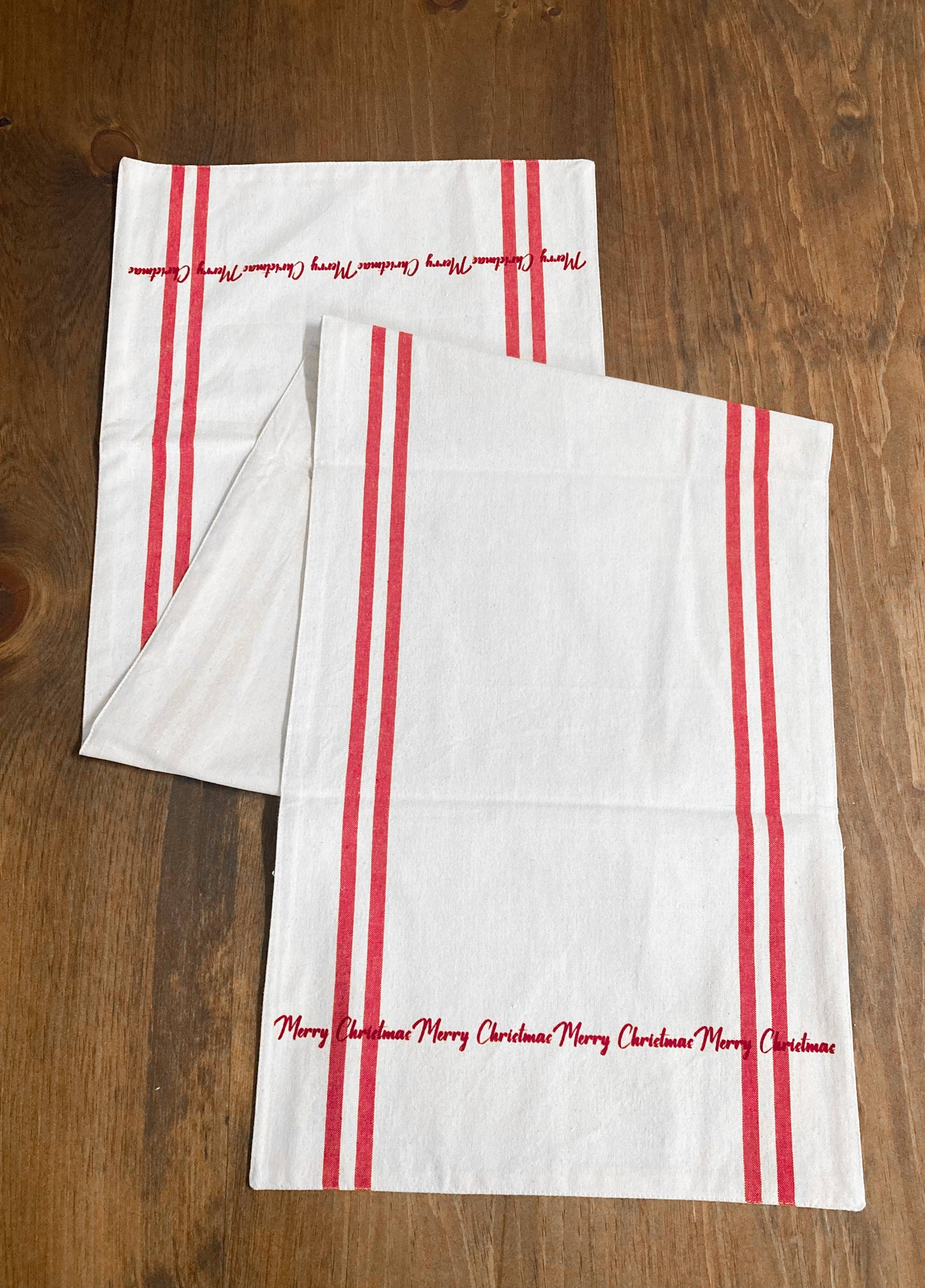 Merry Christmas Striped Runner 14x56in