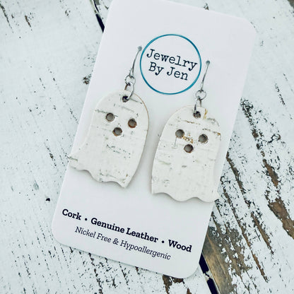 Ghost Earrings: White Cork