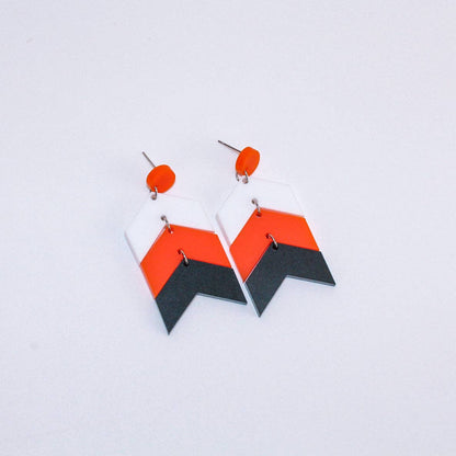 Chevron School Spirit Dangles - White/Orange/Black