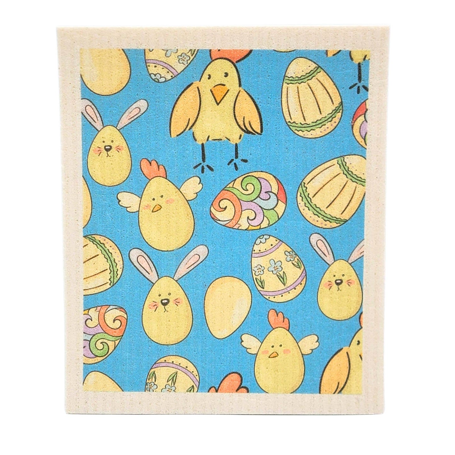 Chicks & Easter Eggs Swedish Dishcloth - Spring Decor