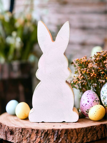 Primitive Rustic Wood Bunny Shelf Sitter - Style Four