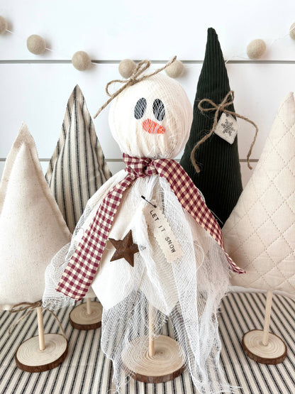Rustic Primitive Christmas Winter Snowman Home Decor